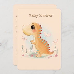 Invitation Baby shower d'aquarelle Cute Dinosaur