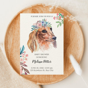 Invitation Baby shower d'aquarelle Dachshund