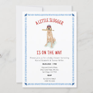 Invitation Baby shower d'aquarelle de baseball Golden Retriev