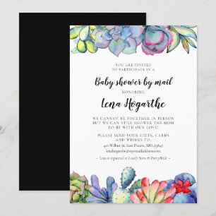 Invitation Baby shower d'aquarelle de cactus succulent par co