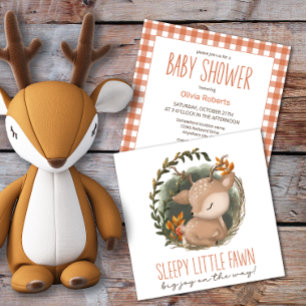 Invitation Baby shower d'aquarelle de cerf de bois