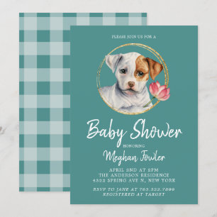 Invitation Baby shower d'aquarelle de Chien Chien Mignonne In