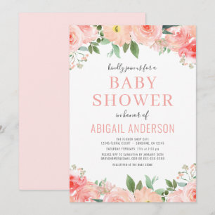 Invitation Baby shower d'aquarelle de corail rose vif Invitat