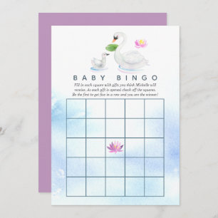 Invitation Baby shower d'aquarelle de cygne Bingo