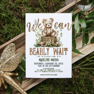 Invitation Baby shower d'aquarelle de la forêt d'ours en bois