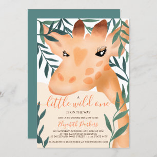 Invitation baby shower d'aquarelle de la girafe dans la jungl