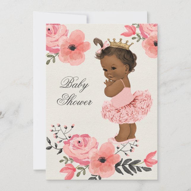 Invitation Baby shower d'aquarelle de la princesse Tutu (Devant)