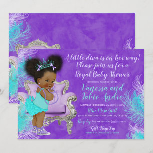 Invitation Baby shower d'aquarelle de lavande Turquoise