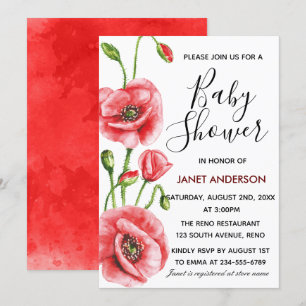 Invitation Baby shower d'aquarelle de Pavot
