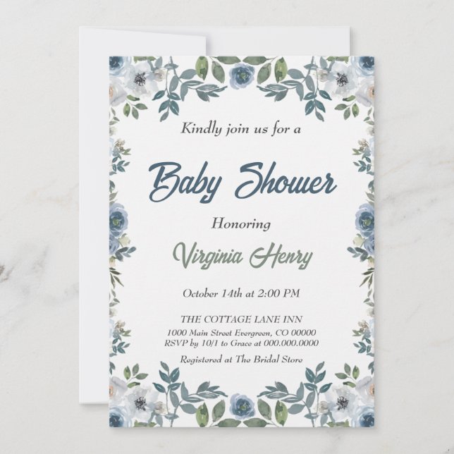 Invitation Baby shower d'aquarelle de printemps (Devant)