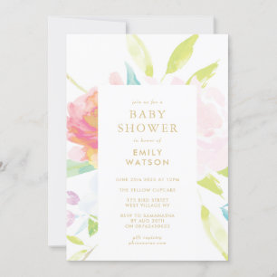 Invitation Baby shower d'aquarelle de printemps neutre pour l