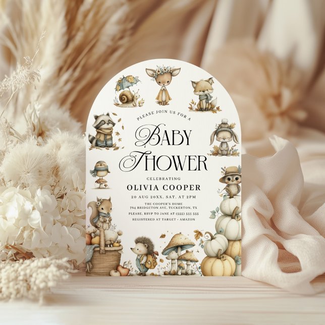 Invitation Baby shower d'aquarelle des animaux de la forêt (Créateur téléchargé)