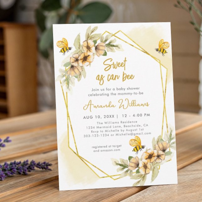 Invitation Baby shower d'aquarelle doux comme peut être (Créateur téléchargé)