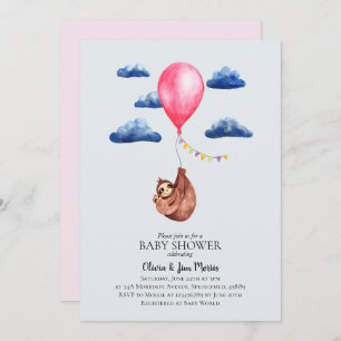 Invitation Baby shower d'aquarelle fille mignonne