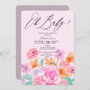 Invitation Baby shower d'aquarelle fleurie de printemps