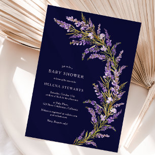 Invitation Baby shower d'aquarelle fleurie Lavender Fall