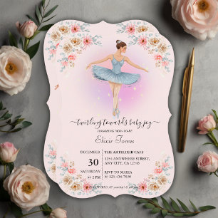 Invitation Baby shower d'aquarelle floral Twirling