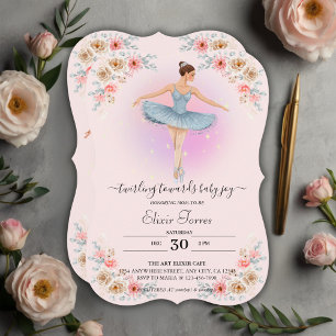 Invitation Baby shower d'aquarelle floral Twirling