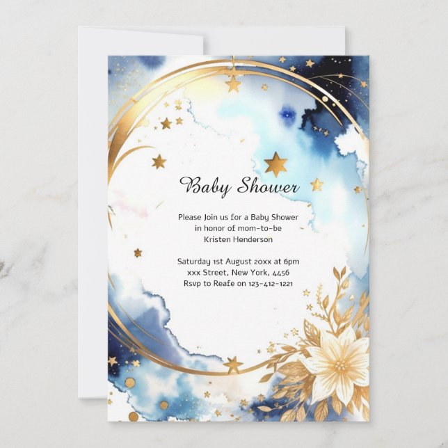 Invitation Baby shower d'aquarelle florale (Devant)