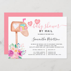 Invitation baby shower d'aquarelle florale de la boîte aux le
