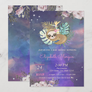 Invitation Baby shower d'aquarelle Florale de la fentes couch