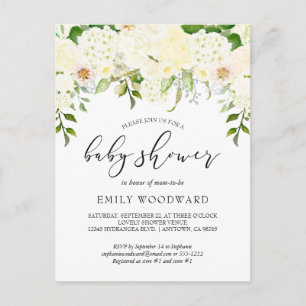 Invitation Baby shower d'aquarelle florale ivoire