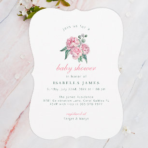 Invitation Baby shower d'aquarelle florale moderne Eucalyptus