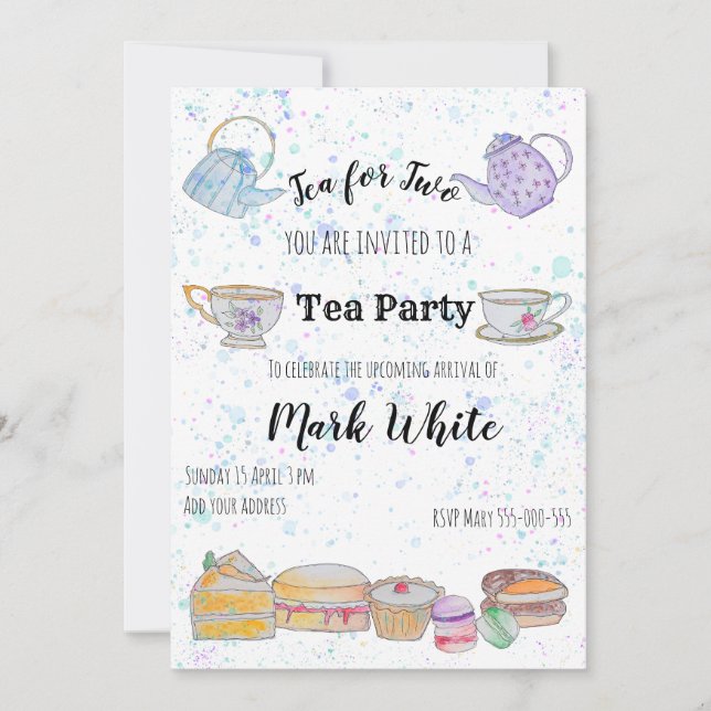 Invitation Baby shower d'aquarelle (garçon) (Devant)