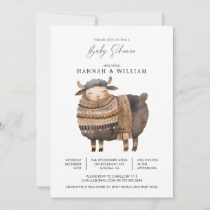 Invitation Baby shower d'aquarelle hiver