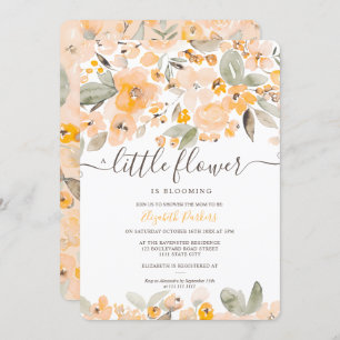 Invitation Baby shower d'aquarelle jaune orangé