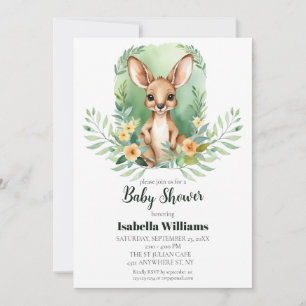 Invitation Baby shower d'aquarelle Kangaroo simple