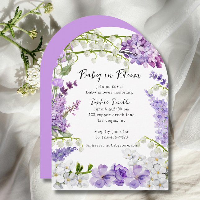 Invitation Baby shower d'aquarelle Lavender Hydrangeas (Créateur téléchargé)