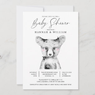 Invitation Baby shower d'aquarelle Little Bear