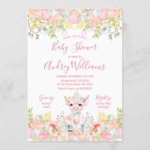 Invitation Baby shower d'aquarelle Little Piggy