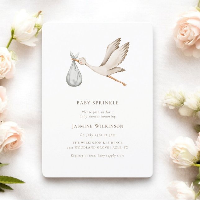 Invitation Baby shower d'aquarelle minimal pour bébé (clean and minimalistic baby shower invitation by willow spring studio)