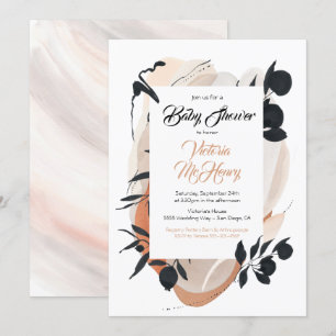 Invitation Baby shower d'aquarelle moderne asiatique en encre