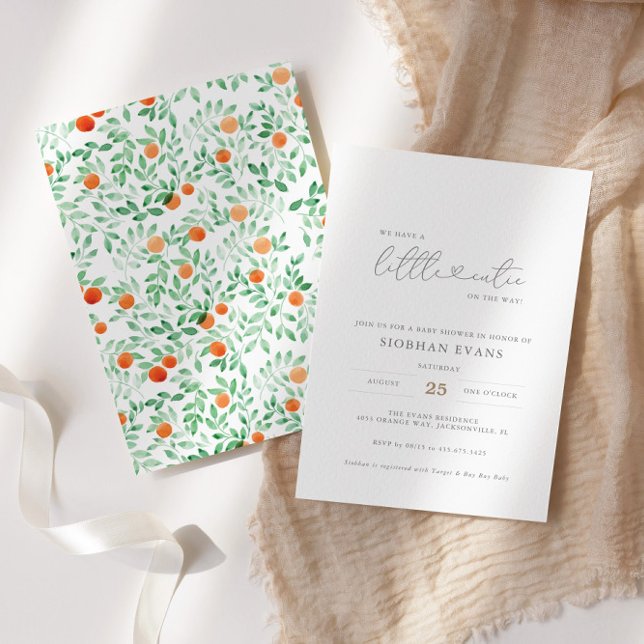 Invitation Baby shower d'aquarelle moderne Little Cutie (Créateur téléchargé)