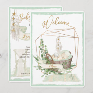 Invitation Baby shower d'aquarelle neutre pour le genre Boho