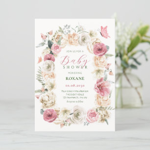 Invitation baby shower d'aquarelle pastel rose