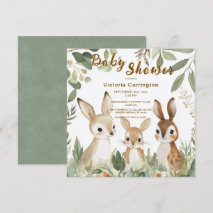 Invitation Baby shower d'aquarelle pour les animaux des bois