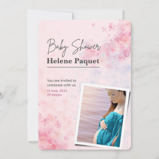 Invitation Baby shower d'aquarelle rose