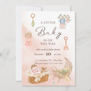 Invitation Baby shower d'aquarelle rose