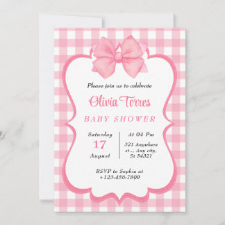 Invitation Baby shower d'aquarelle rose blanc