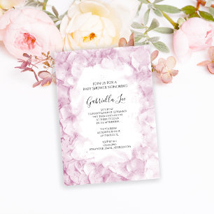 Invitation Baby shower d'aquarelle rose pâle Hydrangea