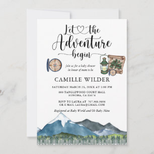Invitation Baby shower d'aquarelle Rustic Forest Adventure