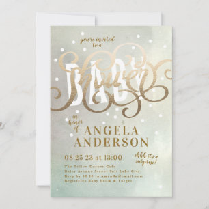 Invitation Baby shower d'aquarelle surprise Boy Gold Foil