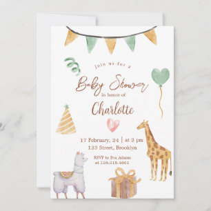 Invitation Baby shower d'aquarelle turquoise jaune