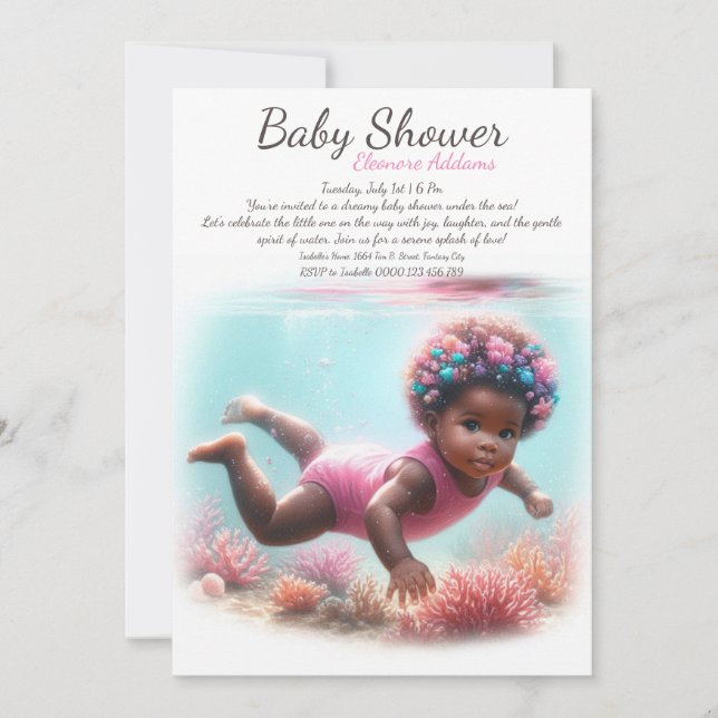 Invitation Baby shower d'aquarelle Underwater Dreams (Devant)