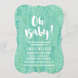 Invitation Baby shower d'aquarelle verte de la menthe