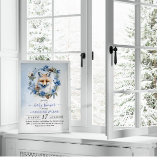 Invitation Baby shower d'aquarelle Winter Fox